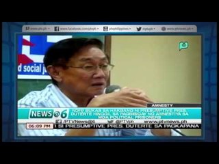 [News@6] NDF, bukas sa hakbang ni  Duterte sa pagbibigay ng amnestiya sa mga political prisoners