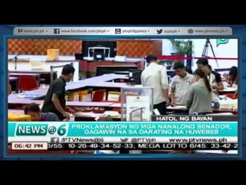 [News@6] Proklamasyon ng mga mananalong senador gagawin na sa susunod na Huwebes [05|17|16]