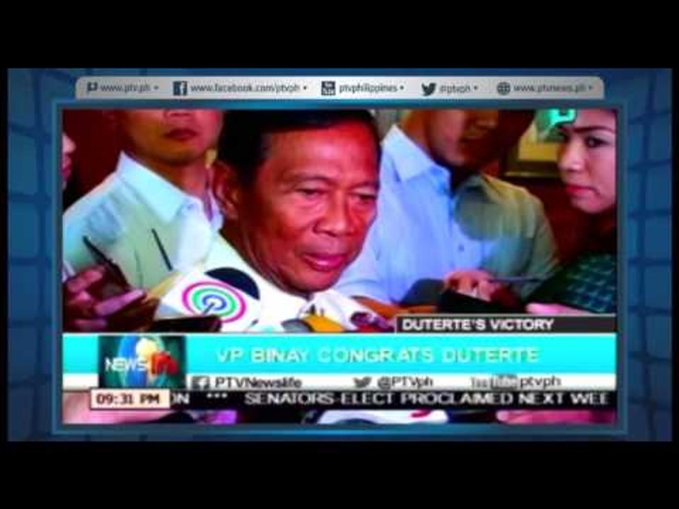 [NewsLife] VP Binay congrats Duterte [05|13|16]