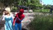 Spiderman and Frozen Elsa blindfolded hit Black Spidey vs maleficent Fun Superheroes movie