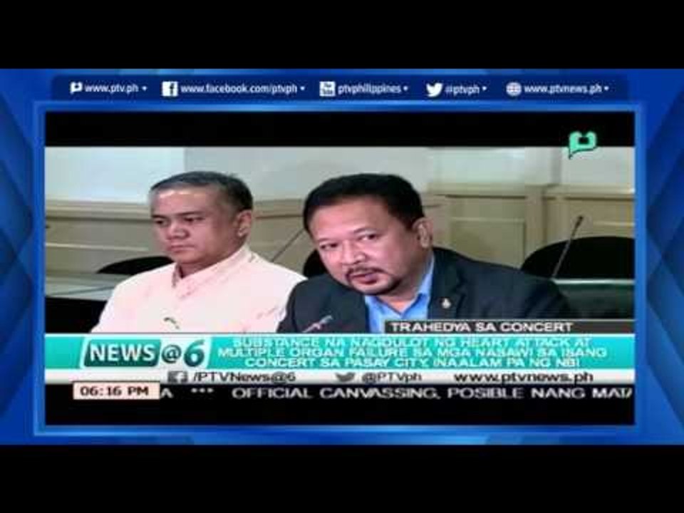 [News@6] NBI, inaalam pa ang sanhi ng pagkasawi ng mga namantay sa isang concert sa Pasay City