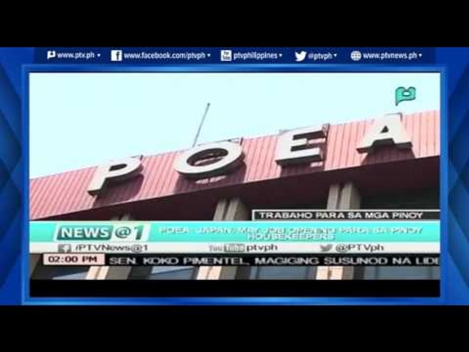 [News1] POEA Japan, may job opening para sa mga Pinoy housekeepers