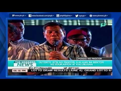[TheWeekendNews] Duterte: Kita ng PAGCOR ilalaan sa sektor ng edukasyon at kalusugan [06|05|16]