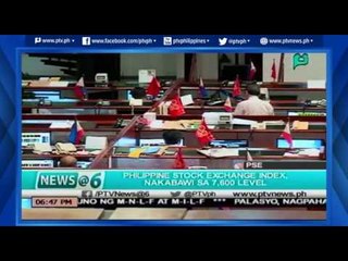 [News@6] Philippine Stoc Exchange index, nakabawi sa 7,600 level [06|18|16]
