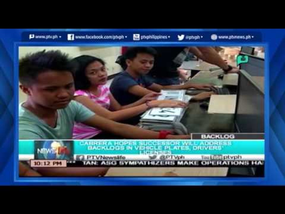 [Newslife] Cabrera hopes successor will address backlogs in vehicle plates, drivers' licenses