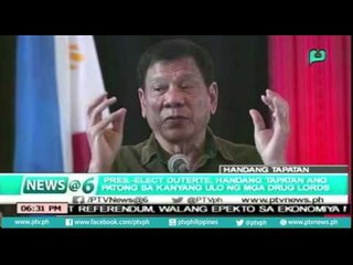 [News@6] Duterte, handang tapatan ang patong sa kanyang ulo ng mga Drug Lords [06|25|16]
