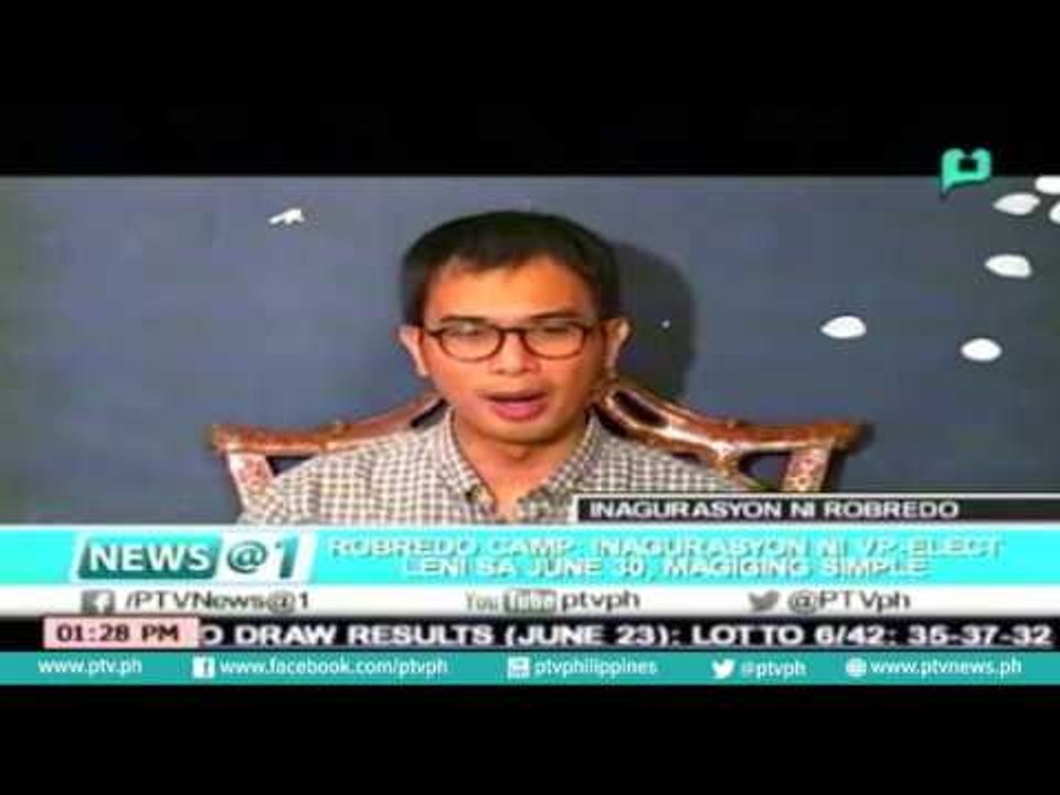 [News@1] Robredo camp: Inagurasyon ni VP-elect Leni Robredo sa June 30, magiging simple [06|24|16]