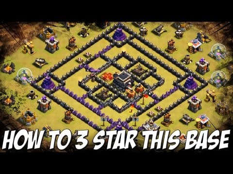 How To Attack 4 Corners Popular Internet TH 9 War Base You See In Most Clan Wars | Clash of Clans