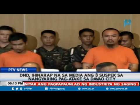 DND, iniharap na sa media ang 3 suspek sa nangyaring pag-atake sa Davao City