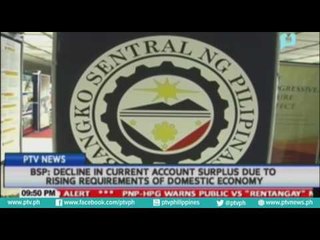 BSP: Decline in current account surplus due to rising requirements of domestic economy