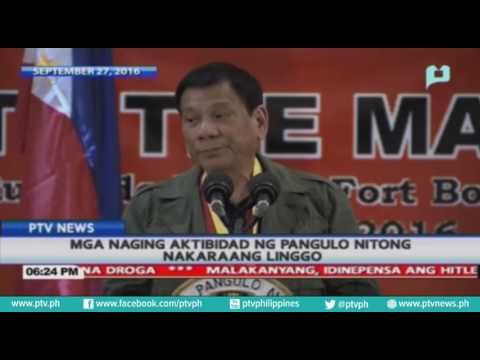 Mga naging aktibidad ni Pangulong Rodrigo Duterte nitong nakaraang Linggo