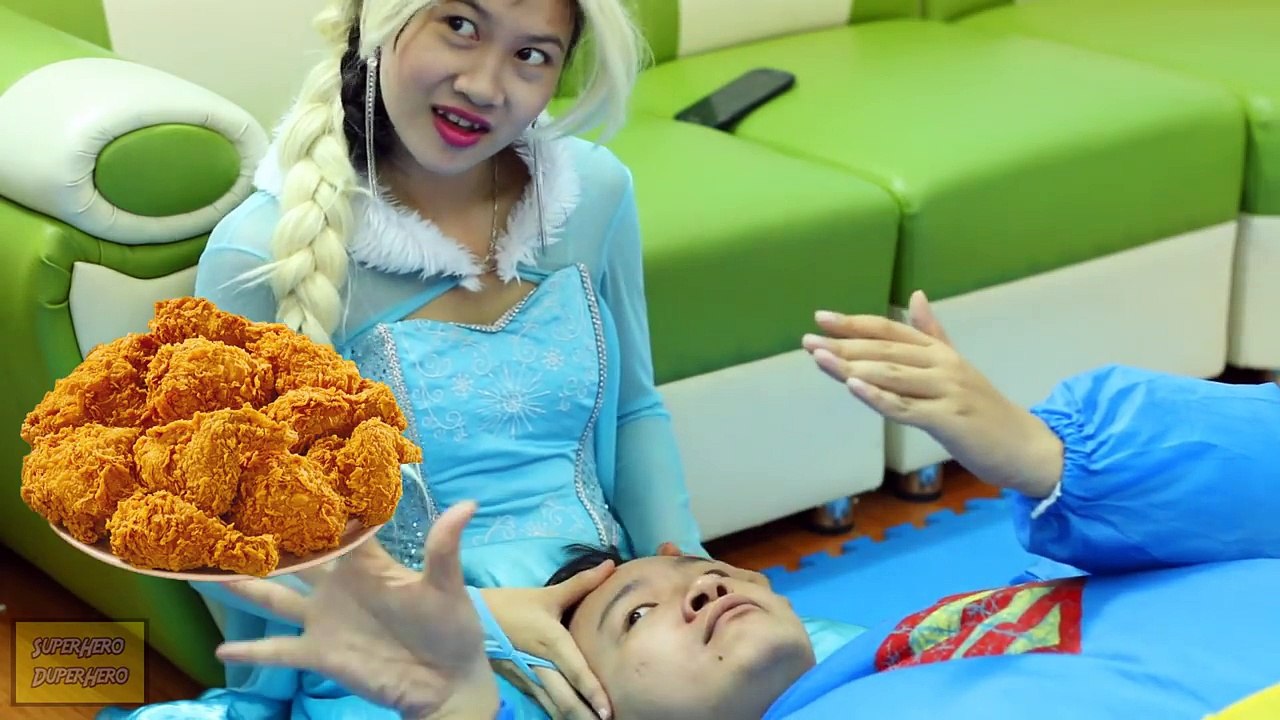 Fat Superman KISSED Spiderman then KISSES Elsa! WONDER WOMAN Funny IRL Superhero Toy Fun :)