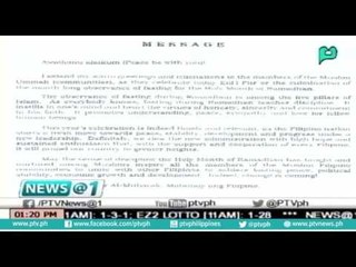 [News@1] Pres. Duterte, nanawagan ng pagkakaisa para sa pagbabago ngayong Eid'l Fitr [07|06|16]