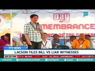 [PTVNews 9pm] Lacson files bill vs Liar witnesses [07|18|16]