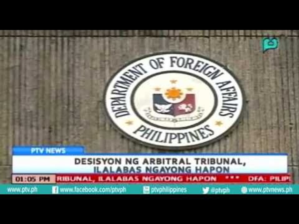 [PTVNews-1pm] Desisyon ng Arbitral Tribunal, ilalabas ngayong hapon [07|12|16]
