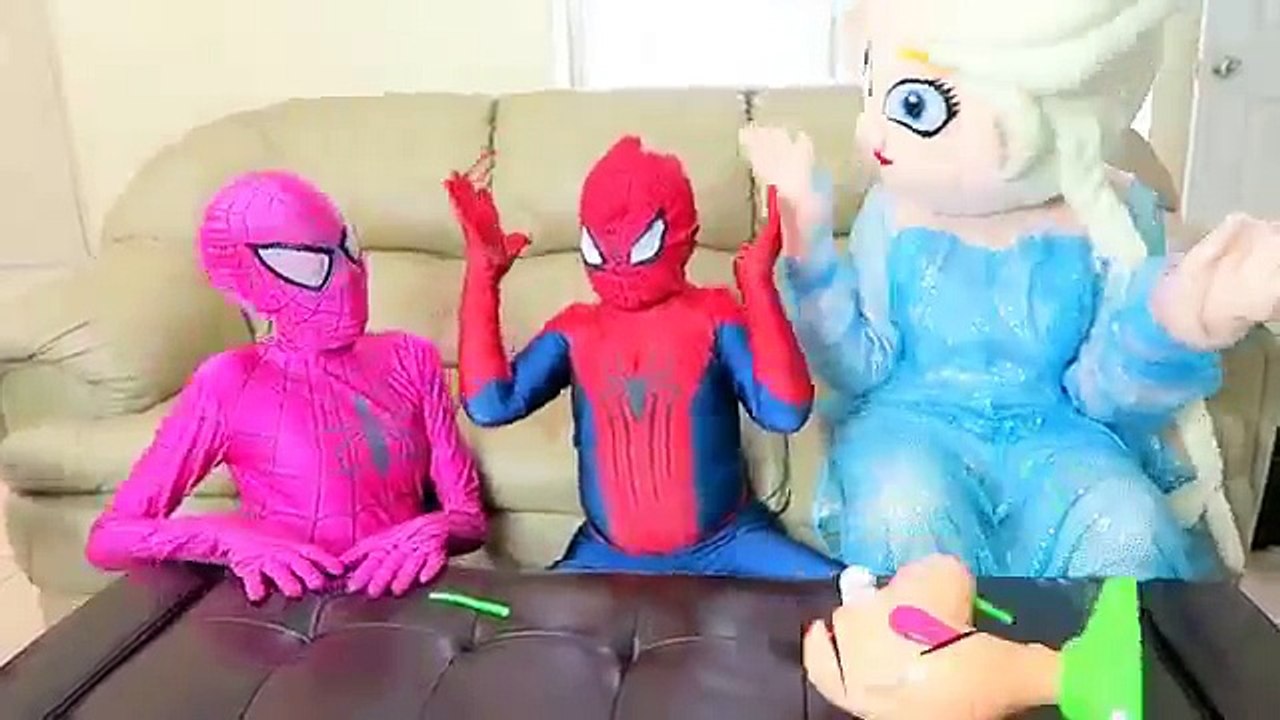 Spiderman Becomes Joker! Spiderman vs Joker w Frozen Elsa Pink Spidergirl, Venom Superhero#9