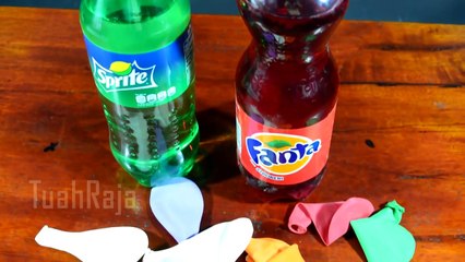 tes apakah  minuman berkarbonasi ini dapat memompa sebuah balon