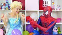 Spiderman & Frozen Elsa Balloons Show for Learn Colours! Balloon Pop Learning Colors