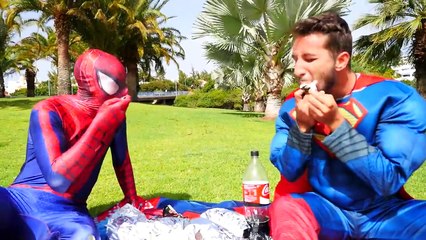 Superman & Spiderman vs Surprise Eggs Poo - Frozen Elsa Kidnapped - Fun Superhero in real life