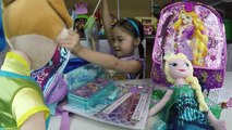 HUGE FROZEN SURPRISE EGG BACKPACK OPENING Disney Princess Rapunzel Surprise Toys Elsa Light-Up Wand
