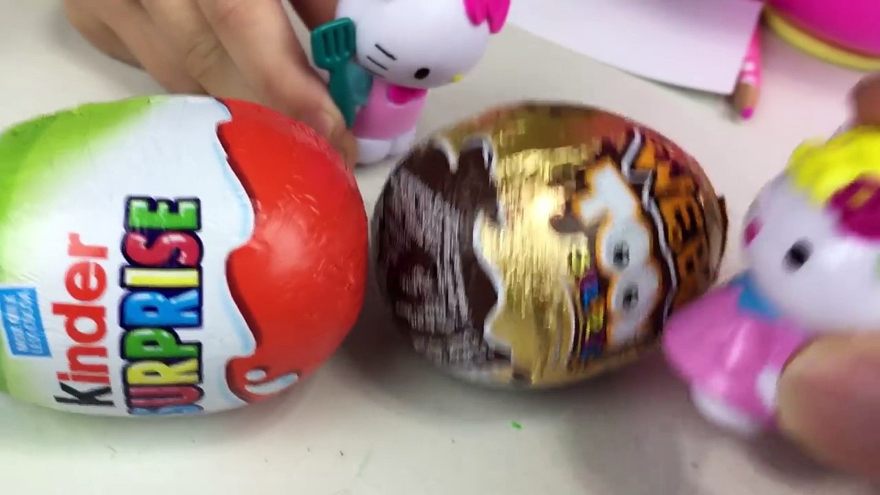 CUTE HELLO KITTY SURPRISE TOYS FOOD TRUCK + Golden Surprise Egg & Kinder Eggs Toy My Little Pony