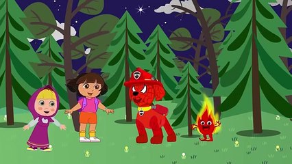 Masha And Dora Dinosaur vs Paw Patrol Funny Story Cartoon for kids with Finger Family Nursery Rhymes