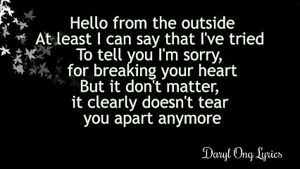 Adele- Hello  (Daryl Ong cover) Lyrics