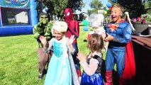 Baby Frozen Elsa Loses her Hair! Halloween Prank Joker Spiderman, Doctor Anna Superhero Pool Fun