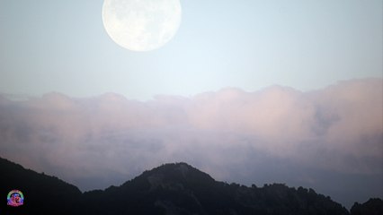 Super Lune du 15 Novembre 2016 au lever de soleil en Timelaspe depuis Sartene en Corse