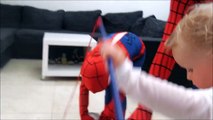 Spiderman gives a big suprise to little spiderman and frozen elsa a baby siamese kitten