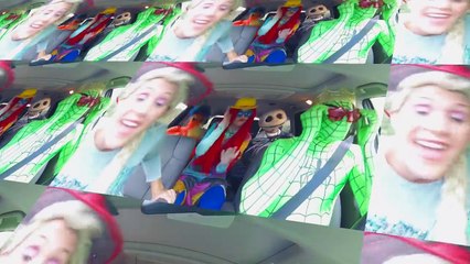 Superhero Car Dance!! The amazing green spiderman and frozen elsa Jack the pumpkin king sally, alien