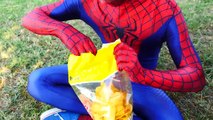 FROZEN ELSA GUMMY JOKER TONGUE & GIANT CHUPA CHUPS & Spiderman - Funny Superheroes :)
