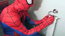 FROZEN ELSA SPIDER PRANK ON TOILET WITH SPIDERMAN Funny Superhero Movie In Real Life1