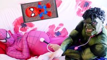 New Hulk Doctor, Pregnant Pink Spidergirl & Spiderman vs Evil Elsa Frozen with Ghost Prank Superhero
