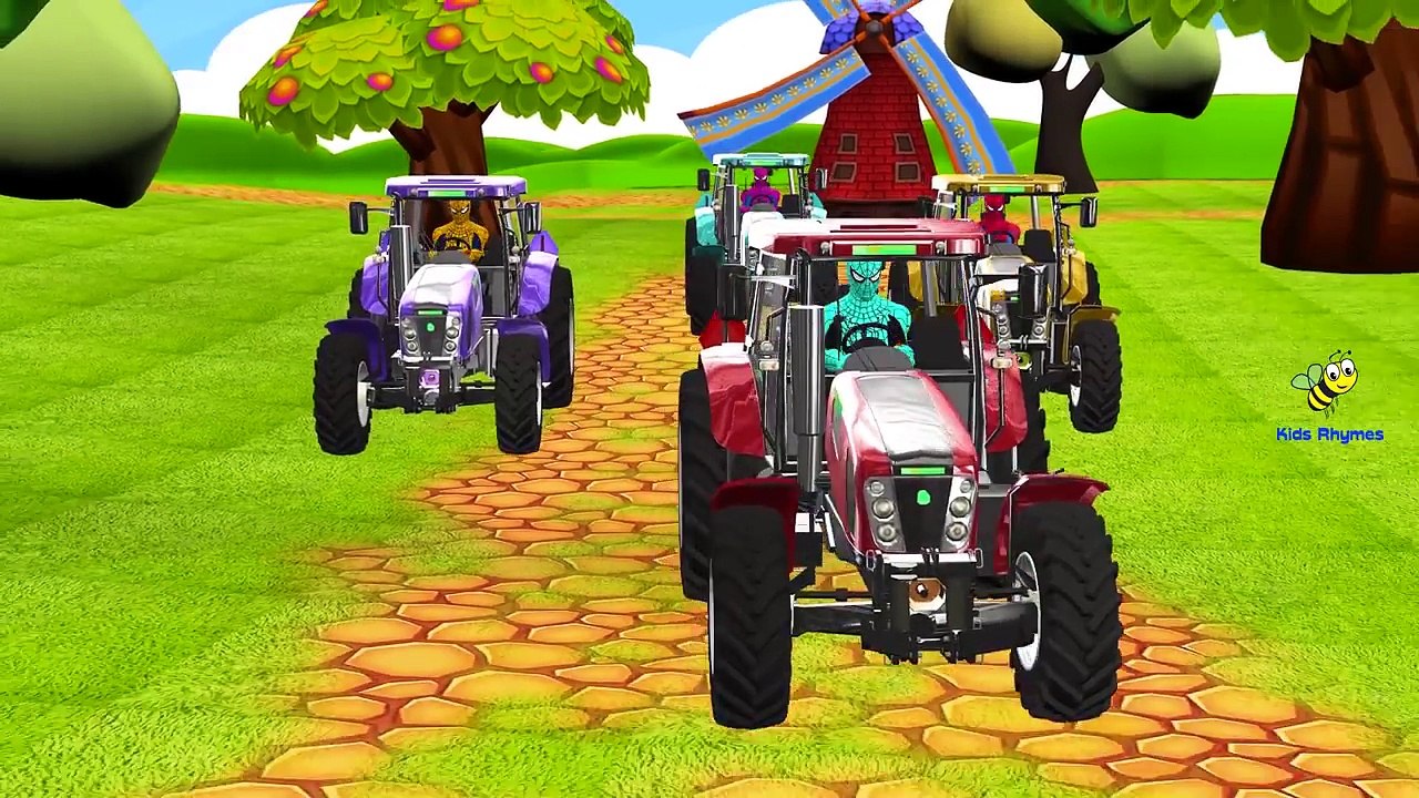 Colors Spiderman Compilation Tractor Monster Truck Plus Nursery Rhymes Songs For Kids And Children