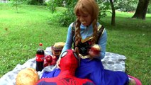 Frozen Anna vs Spiderman and Frozen Elsa Superheroes in Real Life Movie