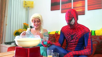 Spiderman & Frozen Elsa Vs Rainbow Cotton Candy Spell! w/Joker Prank! Funny Superheroes :)