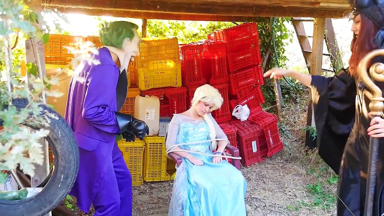 Maleficent kidnaps Frozen Elsa!! w/ Spiderman & Joker - Funny Superheroes In Real Life Compilation