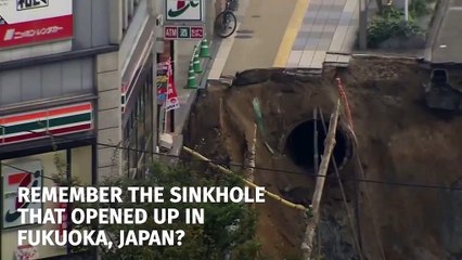 Japan fixes giant 30 metre city sinkhole in just two days