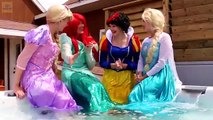 Frozen Elsa & Spiderman PRINCESS PARTY with Rapunzel, Ariel Mermaid, Snow White! w/ Joker & Catwoman