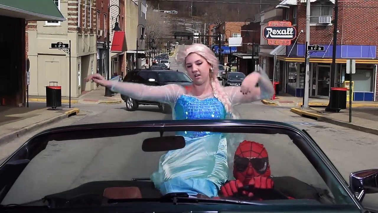 Spiderman vs Frozen Elsa Dance in a Car Having Fun | Superhero Funny Kids Movie in Real Life