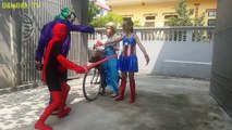 Spiderman Fights Joker - Spiderman In Real Life - Superhero, Frozen Elsa & captian american girl