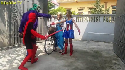 Spiderman Fights Joker - Spiderman In Real Life - Superhero, Frozen Elsa & captian american girl