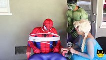Superman, Joker Girl, Hulk, Batman w/ Is Frozen Elsa DEAD Spiderman VS Old Maleficent DEATH curse