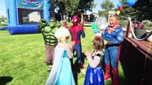 Spider-man & Superman vs Funny JOKER PLAYGROUND Prank! Elsa Anna Pink Spidergirl Hulk Batman Comics