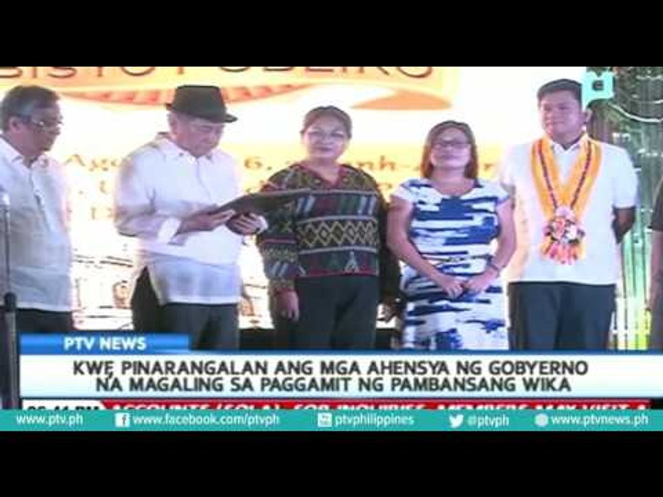 KWF, pinarangalan ang mga ahensya ng gobyerno na magaling sa paggamit ng Pambansang Wika