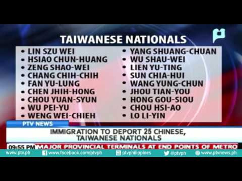 Immigration to deport 25 Chinese, Taiwanese Nationals