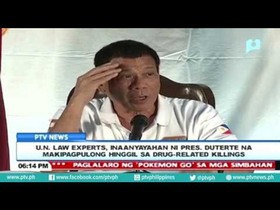 U.N. law experts, inaanyayahan ni Pres. Duterte na makipagpulong hinggil sa drug-related killings