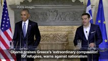 Obama praises Greece's 'extraordinary compassion' for refugees