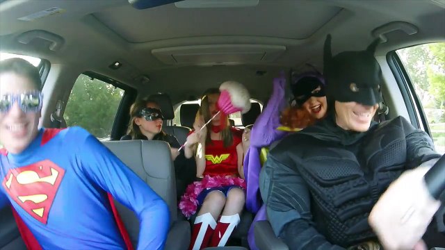 Batman Vs Superman Superhero Car Dance w/ Wonderwoman Batgirl and Catwoman & Superman in Real Life!